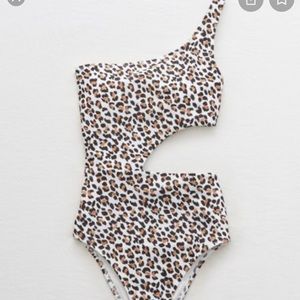 Aerie cutout one shoulder one piece, cheeky bottom- Size Small